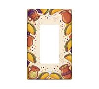 Taco Kitchen - Copertura per interruttore della luce a bilanciere singolo, coriandoli festivi messicani, in plastica, colore marrone, dimensioni standard, piatti decorativi da parete per nuovo