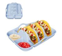 Taco Plates with Dividers, Silicone Taco Holder Stand, 9.92 Inches Reusable Serving Tray Set Vibrant Colors, Non Slip Easy Clean Design, Ideal for Kitchen, Picnic, Camping, Party, Barbecue