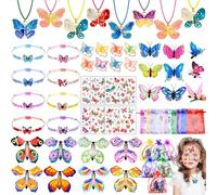 Tacobear 56 Pezzi Farfalla Gadget Compleanno Bambina con Braccialetti Amicizia Collana Anelli Tatuaggi Fermagli Giocattoli Farfalle Volanti Sacchetti Regalo Regalini Festa Compleanno Bambini