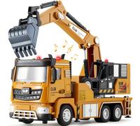 Tacobear Camion Giocattolo per Bambini 1:40 Trasportatore in Metallo con Suono e Luce Veicoli da Trasporto Ruspa Escavatore Gru Giocattolo Regalo Giocattolo per Ragazzi 3 4 5 6 Anni (Escavatore)
