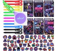 Tacobear Penna Inchiostro Invisibile e Taccuino 74 Pezzi Luminose al Neon Gadget Compleanno Bambini Taccuino Tascabile Block Notes Piccoli Penna Magica per Fluorescente Regalini Fine Festa Compleanno