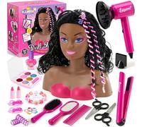 Tacobear Testa Bambola da Truccare e Pettinare con Smalto Unghie Trucchi Asciugacapelli Giocattolo Piastra Accessori per Capelli Set Parrucchiera Giochi Bambina Regalo 3 4 5 6 7 8 Anni