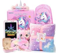 Tacobear Unicorno Regalo Bambina 4 5 6 7 8 9 10 Anni Coperta Luminosa Zaino con Coulisse Tavoletta da Scrittura LCD Mascherina per Dormire Unicorno Giocattolo Regalo Compleanno Bambina