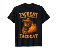 Tacocat Spelled Backwards Cat Taco Meme Grafica Divertente Maglietta
