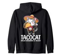 Tacocat Spelled Backwards is Tacocat Cat And Taco Lover Felpa con Cappuccio