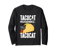 Tacocat Spelled Backwards - Taco & Cat, Amante del Cibo Messicano Maglia a Manica