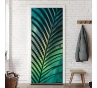 TACOKI Adesivi per Porte Foglia di Palma Tropico Piante Adesivo Porta Autoadesiva Sticker Murale Carta da Parati Decorazione Parete Soggiorno Camera da Letto Poster Parati 95x215 cm v6631