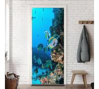 TACOKI Adesivi per Porte Oceano Pesci Tropicali Adesivo Porta Autoadesiva Sticker Murale Carta da Parati Decorazione Parete Soggiorno Camera da Letto Poster Parati 80x210 cm v4502