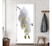 TACOKI Adesivi per Porte Orchidea Stile Cinese Adesivo Porta Autoadesiva Sticker Murale Carta da Parati Decorazione Parete Soggiorno Camera da Letto Poster Parati 88x200 cm 742n