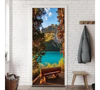 TACOKI Adesivi per Porte Paesaggio Montagne Adesivo Porta Autoadesiva Sticker Murale Carta da Parati Decorazione Parete Soggiorno Camera da Letto Poster Parati 80x210 cm v7913