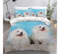 TACOKI Copripiumino Matrimoniale Cagnolino Carino, Set di Biancheria da Letto Cane in Microfibra Morbido 3 Pezzi Copri Piumino 240x220 con 2 Federe con Cerniera, Copripiumino 3D q4594