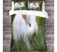 TACOKI Copripiumino Matrimoniale Coniglio, Set di Biancheria da Letto Coniglio Carino in Microfibra Morbido 3 Pezzi Copri Piumino 240x220 con 2 Federe con Cerniera, Copripiumino 3D q4270