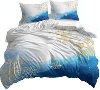 TACOKI Copripiumino Matrimoniale Flocon De Neige, Set di Biancheria da Letto Blu Bianco in Microfibra Morbido 3 Pezzi Copri Piumino 260x240 con 2 Federe con Cerniera, Copripiumino 3D q2837