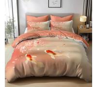 TACOKI Copripiumino Matrimoniale Japonais Style, Set di Biancheria da Letto Fiori di Ciliegio in Microfibra Morbido 3 Pezzi Copri Piumino 240x220 con 2 Federe con Cerniera, Copripiumino 3D q3142
