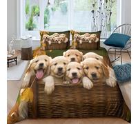 TACOKI Copripiumino Matrimoniale Labrador, Set di Biancheria da Letto Cane Carino in Microfibra Morbido 3 Pezzi Copri Piumino 240x220 con 2 Federe con Cerniera, Copripiumino 3D x8176