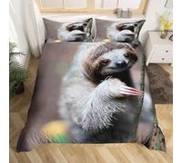 TACOKI Copripiumino Singolo Bradipo, Set di Biancheria da Letto Bradipo Carino in Microfibra Morbido 3 Pezzi Copri Piumino 135x200 con 2 Federe con Cerniera, Copripiumino 3D e3091