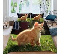 TACOKI Copripiumino Singolo Gatto Carino, Set di Biancheria da Letto Gatto in Microfibra Morbido 3 Pezzi Copri Piumino 150x200 con 2 Federe con Cerniera, Copripiumino 3D q5912