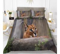 TACOKI Copripiumino una Piazza e Mezza Caracal, Set di Biancheria da Letto Caracal in Microfibra Morbido 3 Pezzi Copri Piumino 200x200 con 2 Federe con Cerniera, Copripiumino 3D q3765