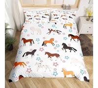 TACOKI Copripiumino una Piazza e Mezza Cavallo, Set di Biancheria da Letto Cavallo Carino in Microfibra Morbido 3 Pezzi Copri Piumino 200x200 con 2 Federe con Cerniera, Copripiumino 3D 3447z