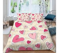 TACOKI Copripiumino una Piazza e Mezza Cuore, Set di Biancheria da Letto Cuore in Microfibra Morbido 3 Pezzi Copri Piumino 200x200 con 2 Federe con Cerniera, Copripiumino 3D q4311