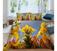 TACOKI Copripiumino una Piazza e Mezza Fiori, Set di Biancheria da Letto Fiori in Microfibra Morbido 3 Pezzi Copri Piumino 200x200 con 2 Federe con Cerniera, Copripiumino 3D q4131