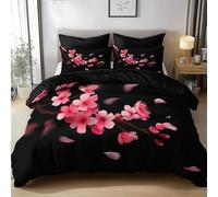 TACOKI Copripiumino una Piazza e Mezza Fleurs De Cerisier, Set di Biancheria da Letto Giapponese in Microfibra Morbido 3 Pezzi Copri Piumino 200x200 con 2 Federe con Cerniera, Copripiumino 3D q3063