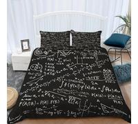 TACOKI Copripiumino una Piazza e Mezza Formula Matematica, Set di Biancheria da Letto Nero in Microfibra Morbido 3 Pezzi Copri Piumino 200x200 con 2 Federe con Cerniera, Copripiumino 3D e1617
