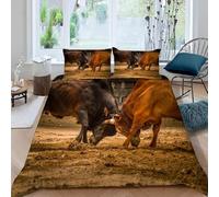 TACOKI Copripiumino una Piazza e Mezza Mucca, Set di Biancheria da Letto Animali in Microfibra Morbido 3 Pezzi Copri Piumino 200x200 con 2 Federe con Cerniera, Copripiumino 3D q4179