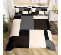 TACOKI Copripiumino una Piazza e Mezza Noir Et Gris, Set di Biancheria da Letto Geometria in Microfibra Morbido 3 Pezzi Copri Piumino 200x200 con 2 Federe con Cerniera, Copripiumino 3D q3279