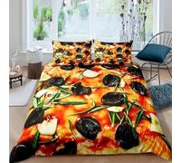 TACOKI Copripiumino una Piazza e Mezza Pizza, Set di Biancheria da Letto Tema Cibo in Microfibra Morbido 3 Pezzi Copri Piumino 200x200 con 2 Federe con Cerniera, Copripiumino 3D q4863