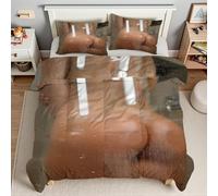 TACOKI Copripiumino una Piazza e Mezza Sexy, Set di Biancheria da Letto Nudo in Microfibra Morbido 3 Pezzi Copri Piumino 200x200 con 2 Federe con Cerniera, Copripiumino 3D q4647