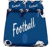TACOKI Lenzuola Matrimoniale Calcio, 3D Calcio Lenzuolo con Angoli, Coprimaterasso 160x200x30 Microfibra Morbido e 2 Federe per Singoli o Matrimoniali c3309