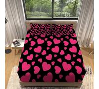 TACOKI Lenzuolo Matrimoniale con Angoli Amore, 3D Forma del Cuore Lenzuola Letto, Coprimaterasso 150x200x30 Microfibra Morbido e 2 Federe per Letti Singoli o Matrimoniali c6283