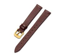 Taconey Cinturino per orologio in pelle sottile da 12/14/16/18/20/22/24 mm con trama di lucertola, cinturino di ricambio universale,Chiusura in oro marrone,18 millimetri