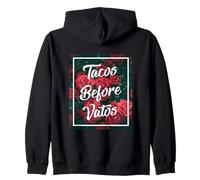 Tacos Before Vatos Funny Chola Chicana Mexican Food Latina Felpa con Cappuccio