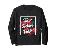 Tacos Before Vatos Funny Chola Chicana Mexican Food Latina Maglia a Manica