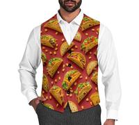 Tacos-Mexican Food Novità Uomo Vestito Gilet Divertente Formale Gilet Business Gilet, Stile:, S