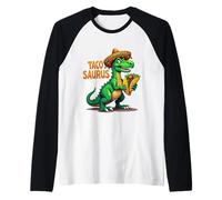 Tacosaurus T-Rex Sombrero Cinco de Mayo Messicano Taco Amanti Maglia con Maniche Raglan
