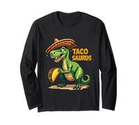 Tacosaurus TRex Sombrero Cinco de Mayo Messicano Taco Amanti Maglia a Manica