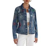 TACSTRUN Giacca di Jeans da Donna Jean Giacca con Bottoni Decorata Morbida e alla Moda Leggera,Blu,M