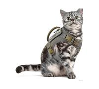 Tactical Cat Harness and Leash for Walking,Escape Proof Soft Adjustable Pet Vest Harness for Large Cat,Breathable Mesh Small Dog