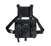 Tactical Chest Rig Pack Uomo Multi-Pocket Airsoft Pouch Bag Running Vest Combat Harness Radio Petto Fondina Gilet Militare Borsa a Tracolla per Caccia all'Aperto EDC, Nero