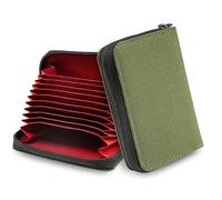 TACTICAL_GEEK PC1 EDC Porta Carte in Nylon da 11 Scomparti per Carte di Credito, Portafoglio Minimalista con Cerniera Leggera per Uomini e Donne, con Tasca Monete, Ultra-leggero e Impermeabile, Verde