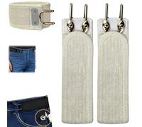 Tactical Metal Hook Elastic Belt,Buckle-Less Belt with Hooks,No-Buckle Adjustable Unisex Outdoor Side Stretch Belts for Work (Beige)