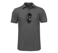 Tactishirt - Camicia tattica da uomo, in cotone, per prestazioni all'aria aperta, polo da golf, vestibilità asciutta, maglietta tattica a maniche corte, grigio, 3XL