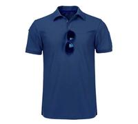 Tactishirt - Camicia tattica da uomo, in cotone, per prestazioni all'aria aperta, polo da golf, vestibilità asciutta, maglietta tattica a maniche corte, Blu, L