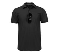 Tactishirt - Camicia tattica da uomo, in cotone, per prestazioni all'aria aperta, polo da golf, vestibilità asciutta, maglietta tattica a maniche corte, Nero , XXL