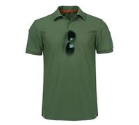 Tactishirt - Camicia tattica da uomo, in cotone, per prestazioni all'aria aperta, polo da golf, vestibilità asciutta, maglietta tattica a maniche corte, Verde, 4XL