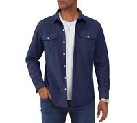 TACVASEN Camicia da uomo in velluto a coste a maniche lunghe giacca da uomo casual vestibilità regolare con bottoni e tasca con patta S-3XL, Marina Militare, M