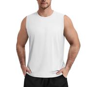 TACVASEN Canotta Top UPF 50+ UV Protezione Solare Camicie Muscolare Senza Maniche Braccio Camicia Collo Rotondo Camicia Sportiva, Bianco, M